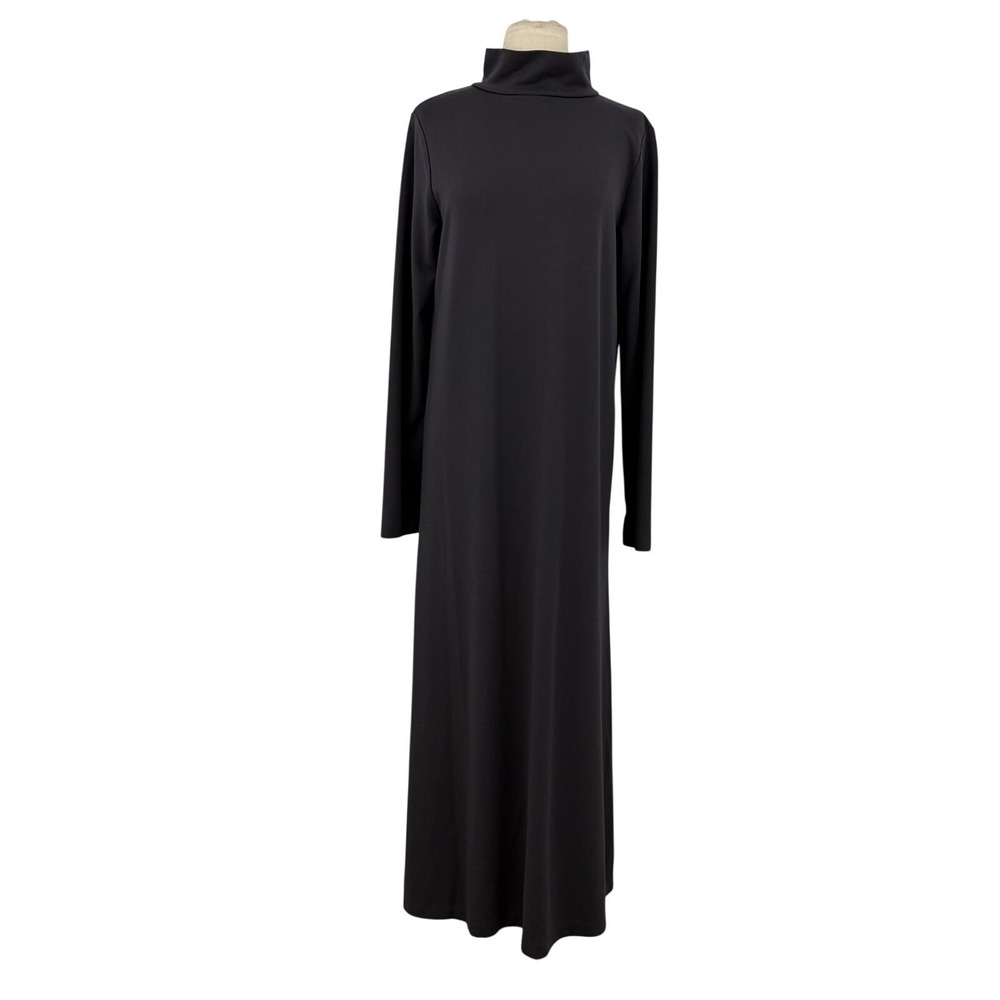 Bryn Walker Dark Purple Mock Neck Maxi Dress Sz M Modal Jersey Stretch Lagenlook